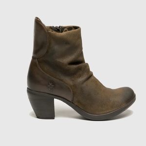 FLY London Hota Slouch Olive Green Ankle Boots Size 40UK US 9 - 9.5